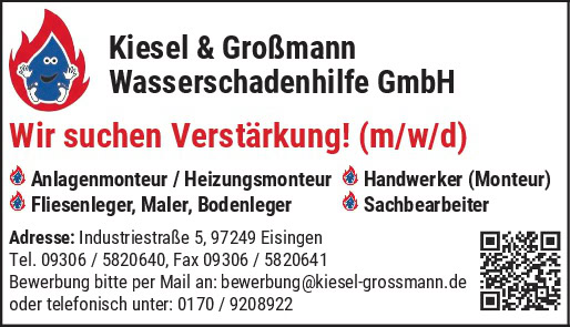 Anlagenmonteur / Heizungsmonteur; Handwerker (Monteur); Fliesenleger, Maler, Bodenleger; Sachbearbeiter (alle m/w/d)