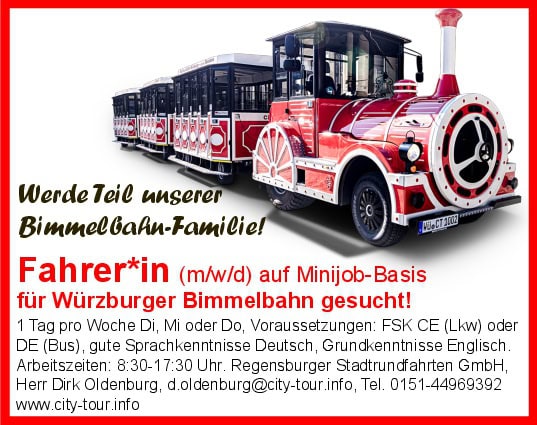 Fahrer*in (m/w/d) auf Minijob-Basis für Würzburger Bimmelbahn