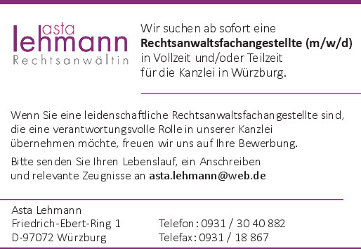 Rechtsanwaltsfachangestellte (m/w/d)