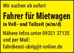Fahrer für Mietwagen m/w/d