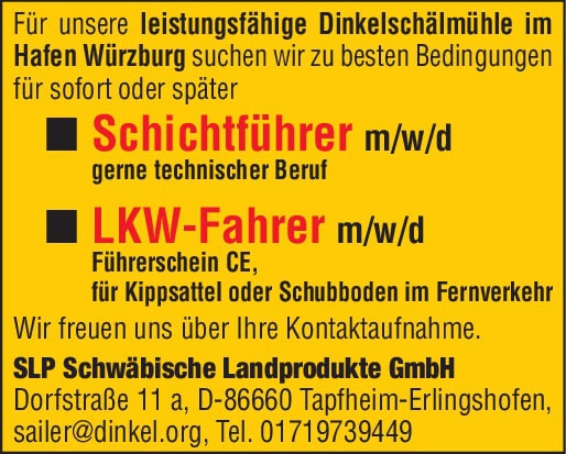 Schichtführer (m/w/d), LKW-Fahrer (m/w/d)